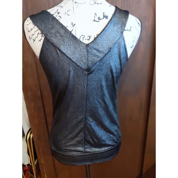 Kress Collection Womens Medium V neck Sleeveless Top Tank liquid metallic black - Picture 3 of 5